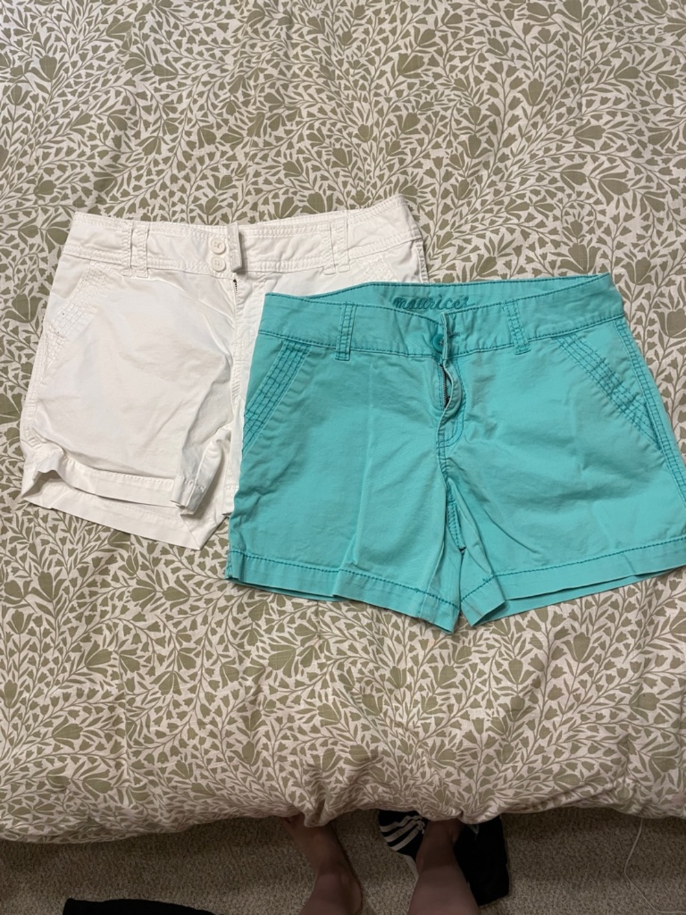 Maurices White & Aqua Women's Casual Shorts Duo